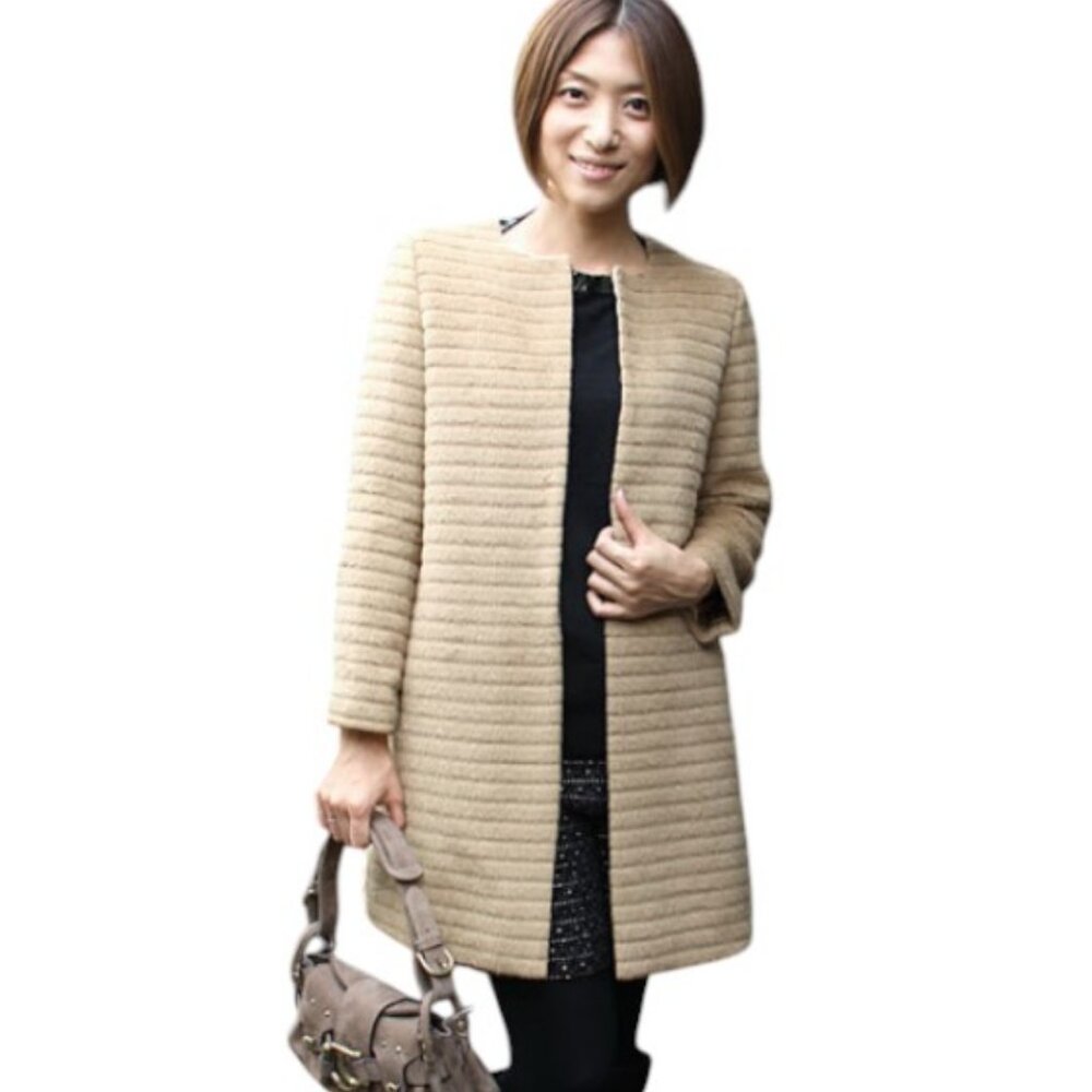 United Arrows cream luxury long fur coat size 38